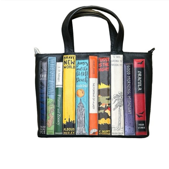 Yoshi Handbags - NWT!!! Yoshi Bookworm Library Black Leather Grab Bag Hand Bag & Cross Body Bag